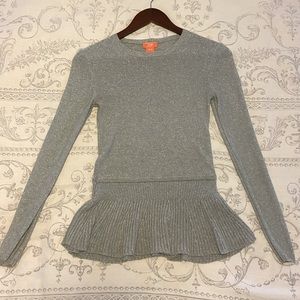 Silver Knit Peplum Top